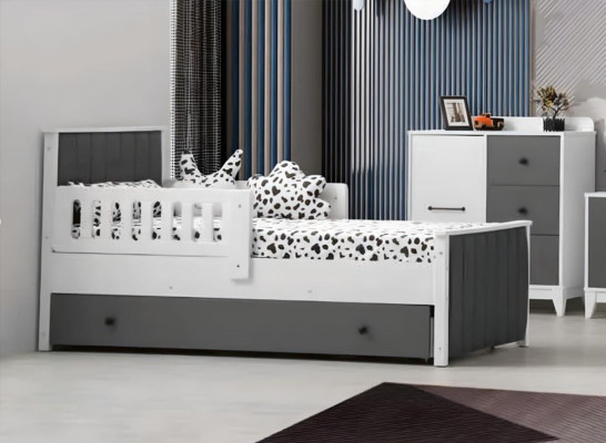 Modern Kinderzimmer Set Besteht aus Bett Schrank Kommode Tisch 4tlg.