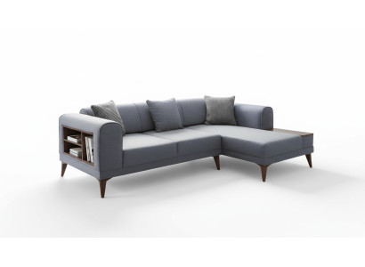 Graues Wohnzimmer L-Form Sofa Polster Ecksofa Designer Wohnzimmer Couch