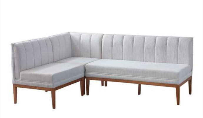 Weiß-Braune Esszimmer Garnitur Stilvoller Holztisch Polster Eckbank Neu