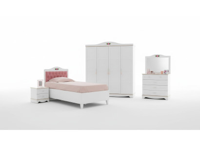 Moderne Weiße Kinderzimmer Möbel Luxus Garnitur Kinderbett Kommode 5tlg
