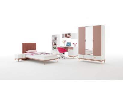 Stilvolle Mädchenzimmer Möbel Luxus Einzelbett Schrank Schreibtisch 6tlg