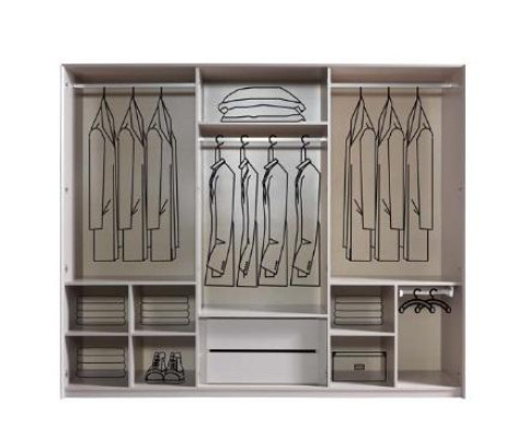 Grauer Kleiderschrank 6-türiger Schlafzimmer Schrank Luxus Glasschränke
