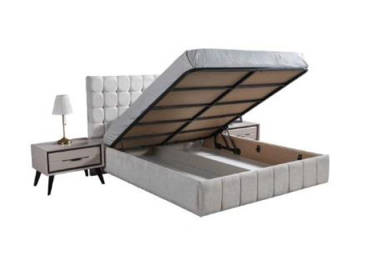 Exklusives Schlafzimmer Set Weißes Doppelbett Luxus 2x Holz Nachttische