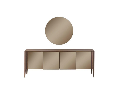 Braune Esszimmer Glas Anrichte Moderner Spiegel Komplettes 2tlg Set Neu