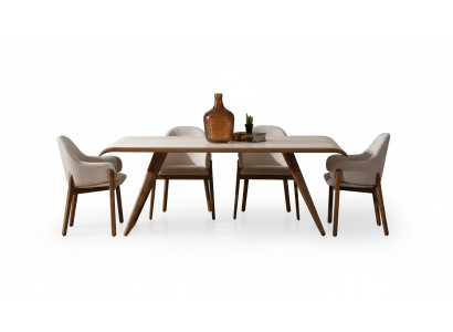 Brauner Exklusiver Esszimmer Set Esstisch 6x Stühle Polsterstühle 7tlg