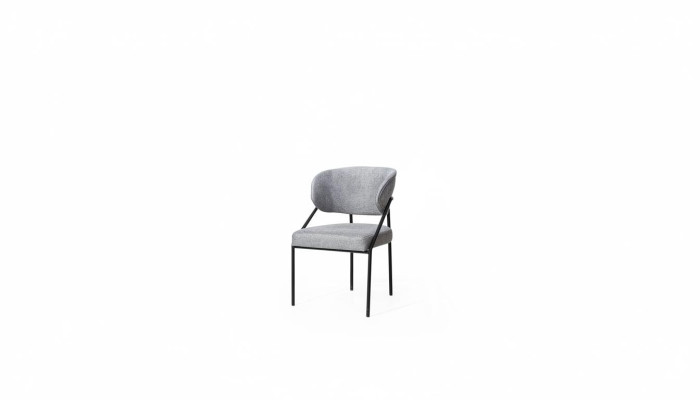 Grauer Polsterstuhl Esszimmer Designer Stühle Metallgestell Luxus Möbel