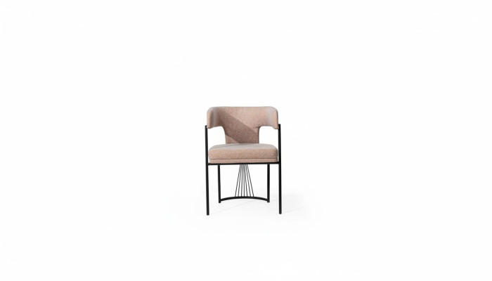 Beiger Designer Stuhl Metallstühle Luxuriöse Esszimmer Polsterstühle