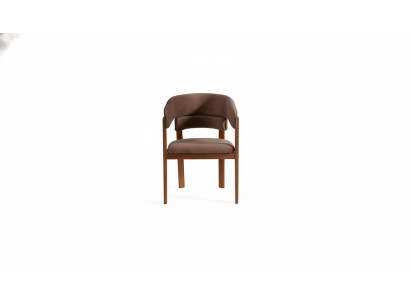 Brauner Designer Stuhl Esszimmerstühle Textilstuhl Designer Holzfüße