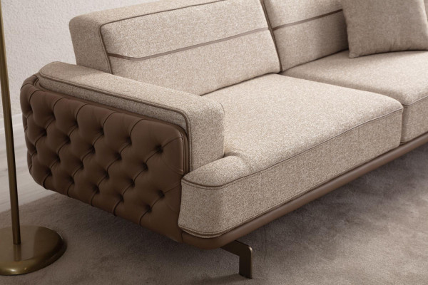Exklusives Beiges Sofa 3 Sitzer Moderne Möbel Wohnzimmer Polster Couch