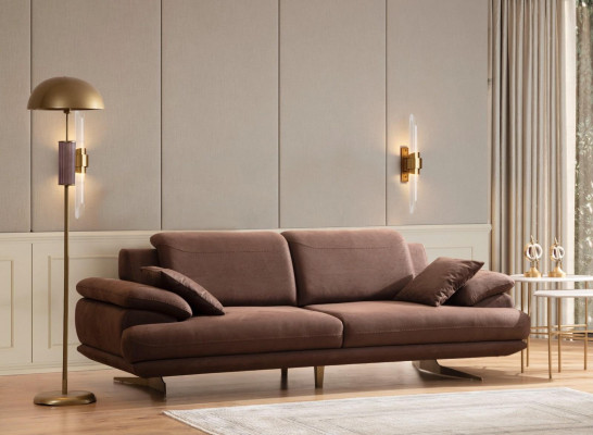 Braune Wohnzimmer Sofas Designer 3+3+1 Sitzer Garnitur Einsitzer 3tlg