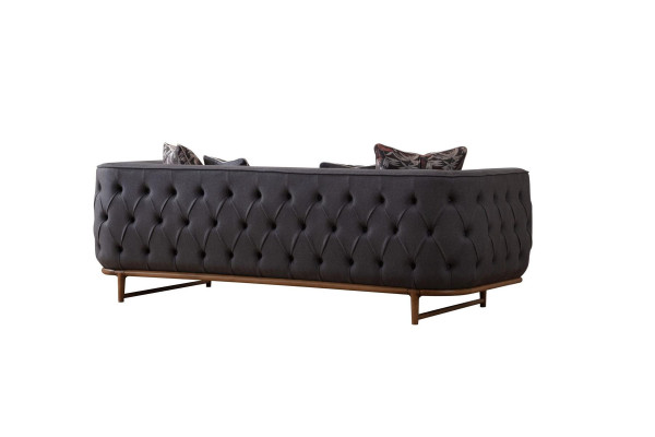 Schwarzes Chesterfield Sofa Designer Bettfunktion Wohnzimmer 3-Sitzer
