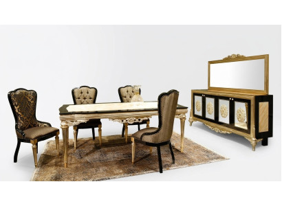 Essgruppe Garnitur Esszimmer Esstisch Set 7tlg Luxus Braun Edles Holz