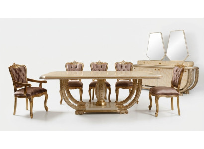 Klassisches Esszimmer Set Edler Esstisch 4x Stühle Anrichte Vitrine 8tlg