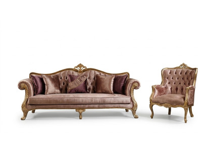 Klassische Rosa Chesterfield Sofagarnitur 3-Sitzer Couchtisch Sessel
