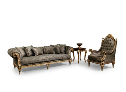 Klassische Graue Sofagarnitur 3+1 Sitzer Luxuriöser Designer Couchtisch