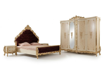 Klassisches Schlafzimmer Set Doppelbett 2x Nachttische Kommode Schrank