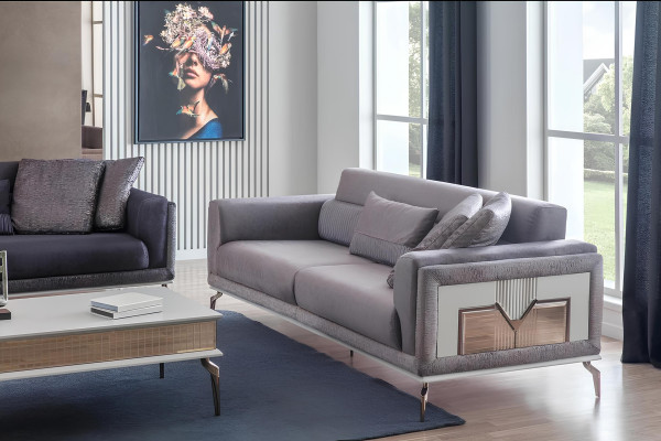 Design Wohnzimmer Set Sofas Sessel Moderne Couchtisch 3+3+1 Couchtisch