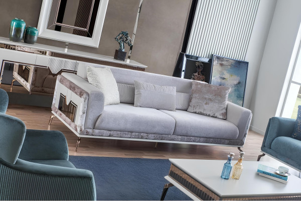 Designer Sofagarnitur 4tlg. Couch Sofa Set 3 Sitzer Sessel Couchtisch