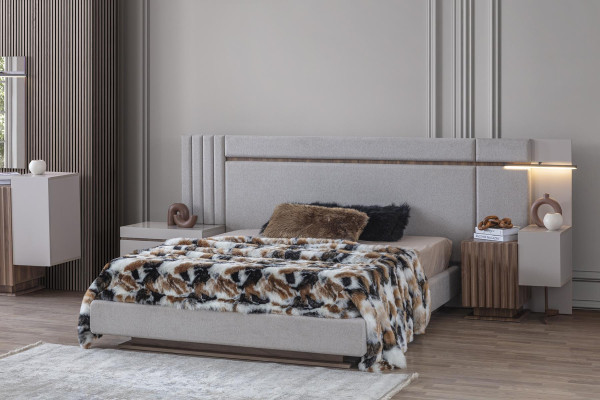 Schlafzimmer Set Luxus Design Bett 2x Nachttisch Kleiderschrank 4tlg Neu
