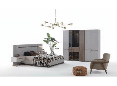 Schlafzimmer Set Luxus Design Bett 2x Nachttisch Kleiderschrank 4tlg Neu