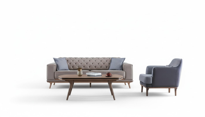 Luxus Modern Wohnzimmer Set 4tlg. 4 sitzer Sessel couchtisch Möbe Neu