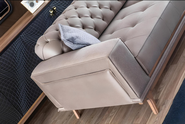 Sofa 4 Sitzer Design Sofas Polster Grau Textil Relax Sitz Möbel Modern