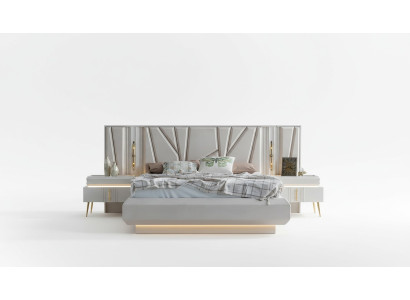 Schlafzimmer Set Luxus Komplettes Bett +2x Nachttische 3tlg. Modern Set