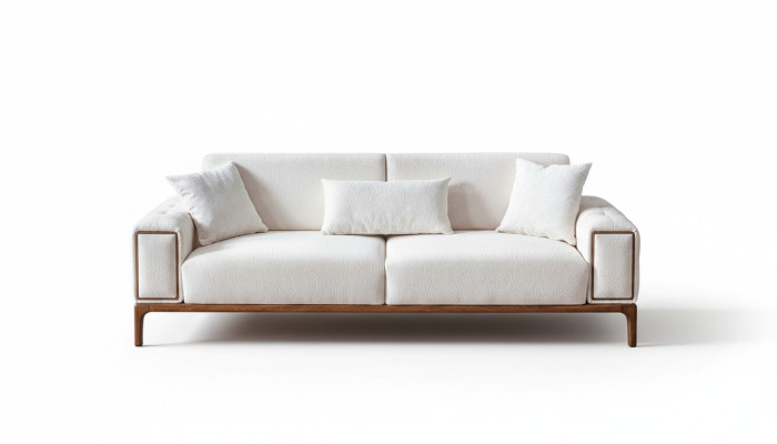 Sofa 3 Sitzer Modern Möbel Weiße Farbe Wohnzimmer Luxus Dreisitzer