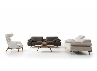 Zweifarbige Wohnzimmer Sofagarnitur Moderne 3+2 Sitzer Luxus Sessel