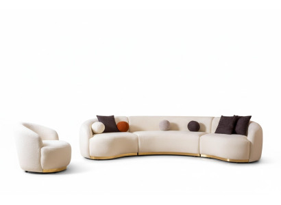 Designer Wohnzimmer set Modern Sofagarnitur Rund sofa + 1 Sitzer 2tlg