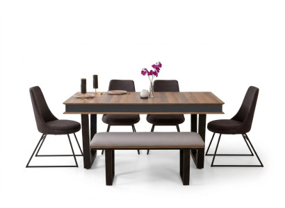 Esszimmer Set Esstisch 4x Stühle Bank Sideboard Essgruppe 3x Spiegel 10tlg