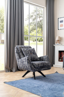 Designer Sessel Wohnzimmer Luxus Möbel Grau Stil Einsitzer Lounge Club