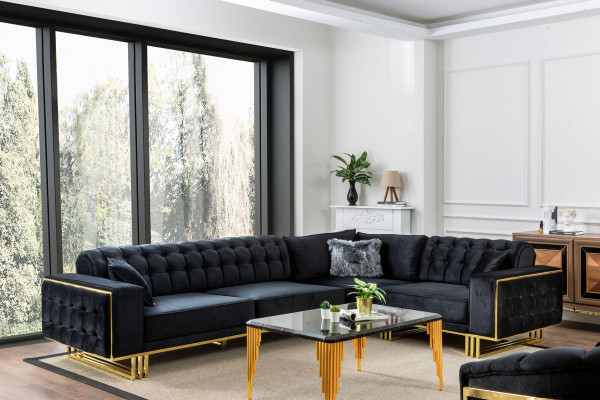 Designer 3tlg.Wohnzimmer set Ecksofa L-form + 3 + 1 Sitzer Luxus Eckcouch