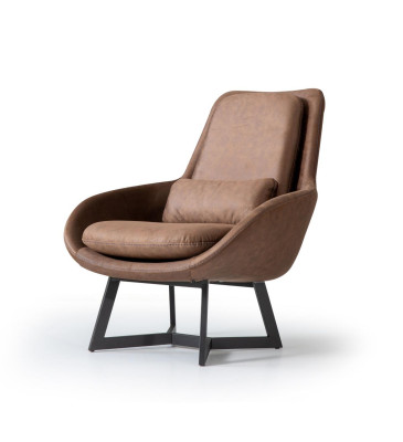 Designer Sessel 1 Sitzer Kunstleder Couch Polster Sessel Design Braun