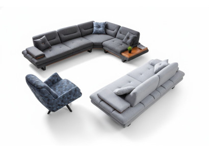 Designer 3tlg. Wohnzimmer set Ecksofa L-form + 3 + 1 Sitzer Modern neu