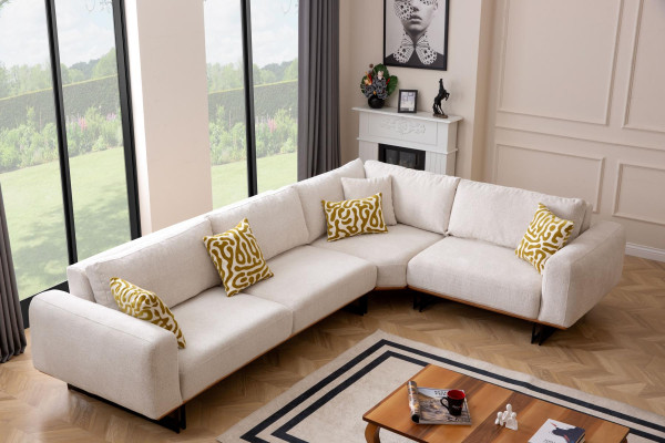 Designer Wohnzimmer Set 3tlg. Sofa 4 + 1 Sitz Ecksofa L-form Modern