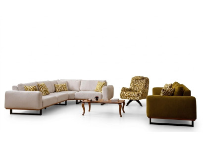 Designer Wohnzimmer Set 3tlg. Sofa 4 + 1 Sitz Ecksofa L-form Modern