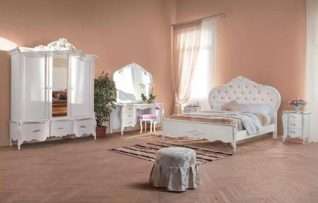 Weißer Kleiderschrank Massivholz Möbel Schlafzimmer Designer Glastüren