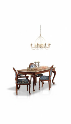 Klassischer Esszimmer Set Luxus Tisch 2x Armlehnenstühle Holz Gruppe 5tlg