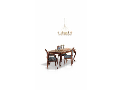 Klassischer Esszimmer Set Luxus Tisch 2x Armlehnenstühle Holz Gruppe 5tlg