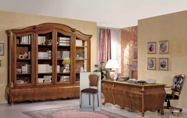 Bürotisch klassisches Design Schreibtisch braunem Holz Tisch Möbel