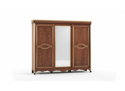Brauner Klassischer Massivholz Kleiderschrank Spiegel Schlafzimmer Möbel