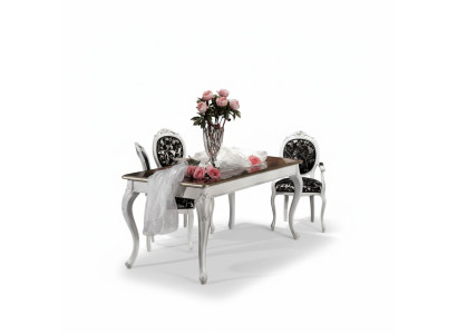 Design Esszimmer Holzmöbel 4x Stuhl weiß Tisch Essgruppe Essgarnitur Set 5tlg