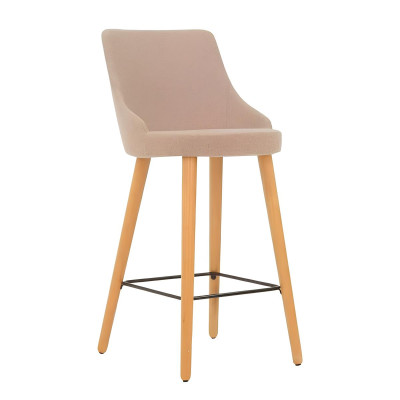 Modern Barhocker Stuhl Designer Holz Esszimmerstuhl Hocker Bar Beige Neu