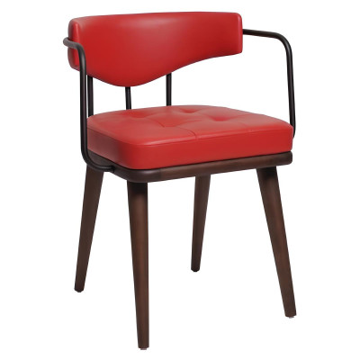 Roter Lehnstuhl Esszimmer Einsitzer Holzstuhl Wohnzimmer 1-Sitzer Stuhl
