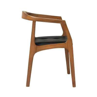 Stilvoller Holzstuhl Esszimmerstühle Brauner Einsitzer Luxus 1-Sitzer Sessel