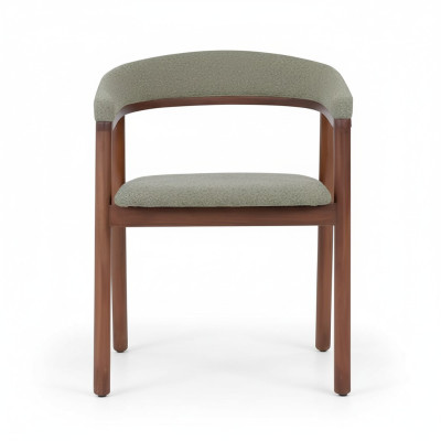 Grauer Esszimmerstuhl Design Holzstuhl Einsitzer Polster 1-Sitzer Stuhl