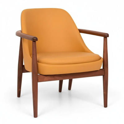 Designer Orange Polster Stuhl Esszimmerstühle Holzgestell Einsitzer