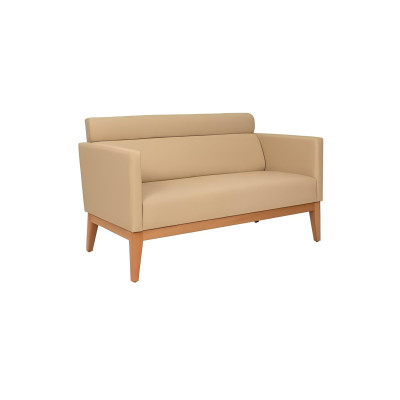 Beiges Büro Sofa Designer 2-Sitzer Polstercouch Kunstleder Luxus Couchen
