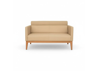 Beiges Büro Sofa Designer 2-Sitzer Polstercouch Kunstleder Luxus Couchen